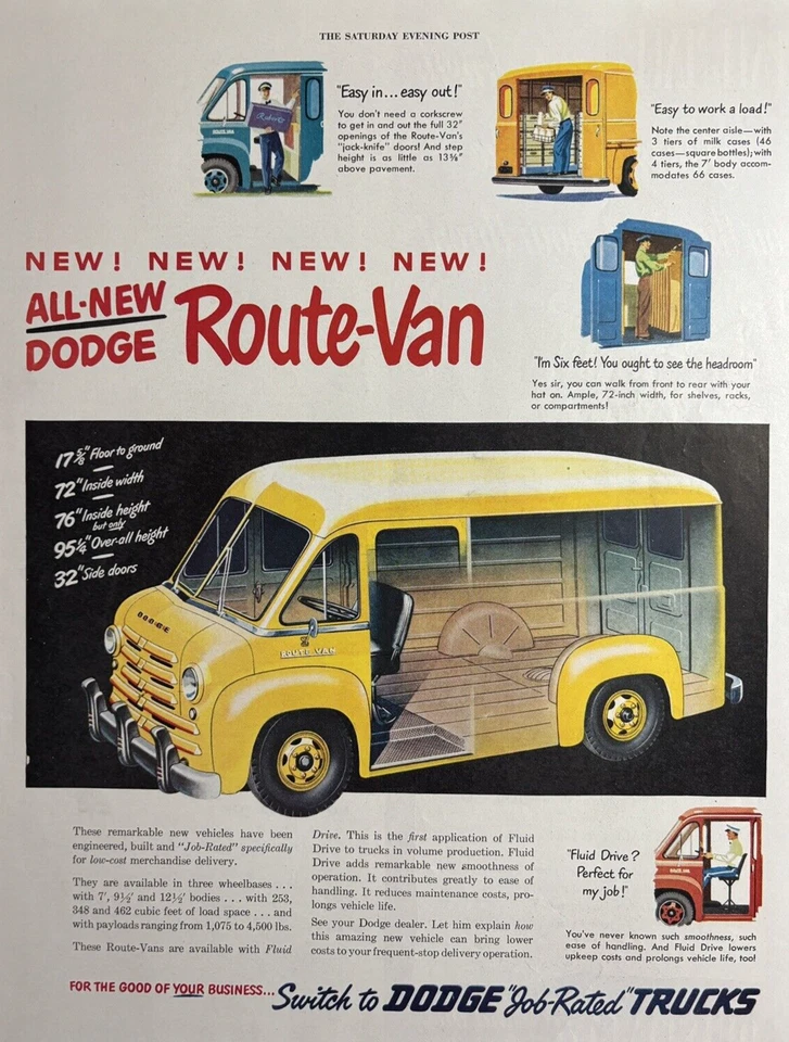 1949 Dodge Trucks Job Rated Route Van Good Business All New Cargo VTG Print Ad - Image 1 of 1
