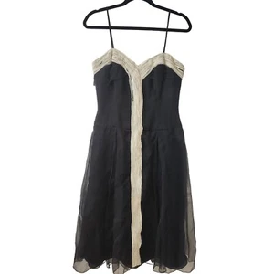 RAR Carolina Herrera 100 % Seide Korsett ärmellos Midikleid Abendkleid 10 - Bild 1 von 9
