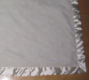 First Impressions Plush Cream Ivory Plush w/Bear Faces & Satin Baby Blanket - Picture 1 of 4