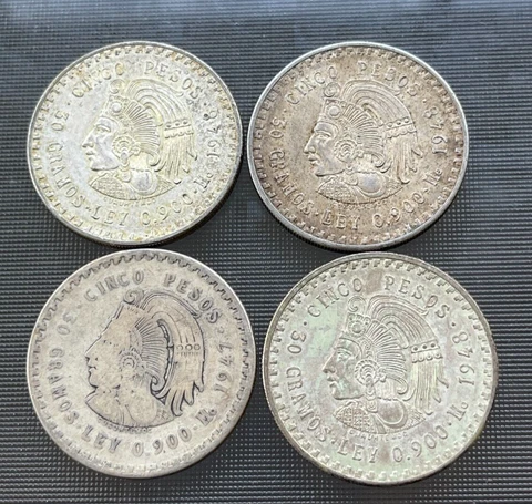 One (1) 1948 Mexico 5 Pesos - PVC, Worn, or Residue - Silver Cover