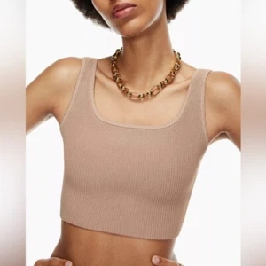Aritzia Babaton Sculpt Knit Squareneck Cropped Tank • Fluent Taupe • 2XL XXL - Bild 1 von 6