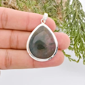 925 Sterling Silber Moos Achat Geburtsstein Anhänger Halskette für Frauen Geschenke - Bild 1 von 5