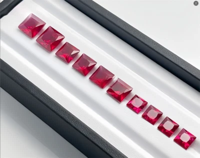 Wholesale Square Cut Red Ruby Lab Created High Quality AAAA+Loose Gemstone 10pcs - Image 1 of 4