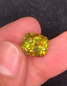 5 Ct Cushion Cut Natural Full Fire Sphene Titanite Gemstone For Jewellery - Picture 1 of 4
