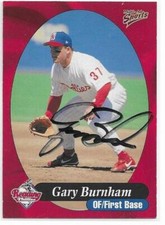GARY BURNHAM Autographed Signed 1999 Reading card #15 Philadelphia Phillies COA
