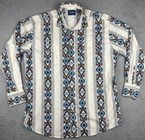Wrangler Western Shirt Mens 2XL Tall Southwestern Aztec Pearl Snap 2XLT Cowboy - Imagen 1 de 14