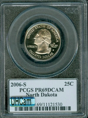2006 S NORTH DEKOTA FLAG QUARTER CLAD PCGS PR69 MAC UHCAM SPOTLESS . - Image 1 of 2