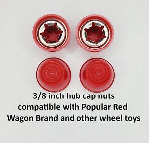 Hub Cap for Radio Fly Vintage Wheel Toys -fits 3/8 inch Axle, RED 4-pk