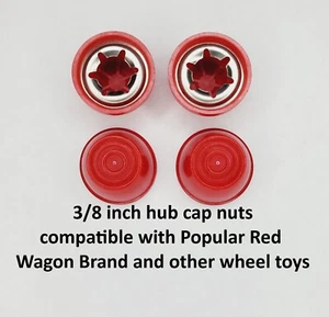 Hub Cap for Radio Fly Vintage Wheel Toys -fits 3/8 inch Axle, RED 4-pk - Picture 1 of 3