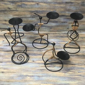 Lotto 4 portacandele Laurids Lonborg anni 60 metà secolo moderno rattan e metallo violoncello - Foto 1 di 12