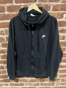 Nike Men's Sportswear Club Fleece Full-Zip Hoodie Black/White BV2645-010 Size XL - Picture 1 of 3