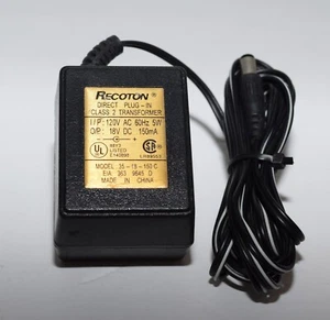 Genuine Recoton AC Adapter Model 35-18-150C Input 120 VAC Output 18 VDC 150mA - Picture 1 of 6