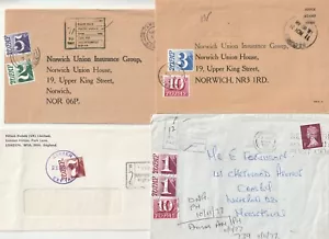 1974/85 7 COPERTINE COMMERCIALI UK CON GB FRANCOBOLLI DOVUTI TUTTE LE COMBINAZIONI DIFF - Foto 1 di 2