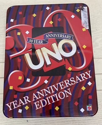 Vintage Uno 30 Year Anniversary Edition Card Game in Tin - Mattel 2001 Complete - Image 1 of 4