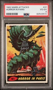 1962 Mars Attacks #41 Horror In Paris PSA 4 VG-EX Graded Bubbles Inc. Topps - Picture 1 of 2