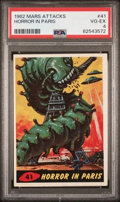 1962 Mars Attacks #41 Horror In Paris PSA 4 VG-EX Graded Bubbles Inc. Topps - Image 1 of 2