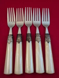 Set Of 5 Gibson Roseland-White Dinner Forks Stainless Silverware China - Picture 1 of 6