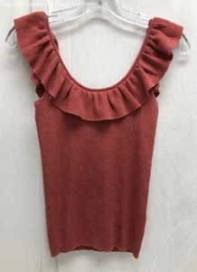 NWT Women's Madewell Pink Ribbed Ruffled Sleeveless Blouse Size XS - Picture 1 of 6