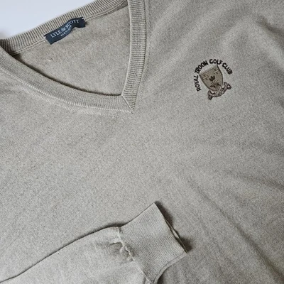 Jersey de lana Lyle And Scott de colección para hombre XXL marrón Royal Troon Club de golf Escocia Foto 1 de 4