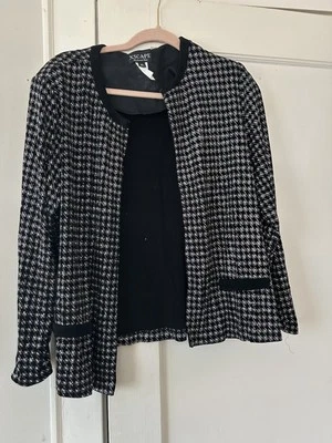 Blusa suéter Xscape para mujer manga larga negra y plateada con cuentas talla XL Foto 1 de 4