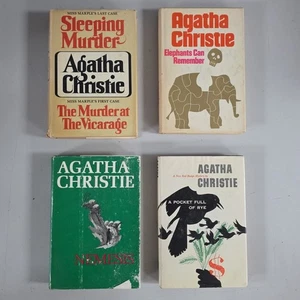 AGATHA CHRISTIE HC Book Lot Elephants Remember Pocket Full Rye Nemesis Sleeping - Picture 1 of 13