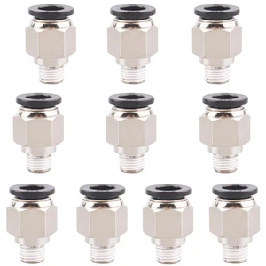 10 Pcs, Pneumatic 10mm OD Tube x 1/8" NPT Male Connector Push Fitting - Picture 1 of 9