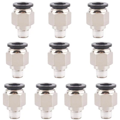 100 Pcs, Pneumatic 8mm OD Tube x 1/8" NPT Male Connector Push to Connect Fitting - Image 1 of 4