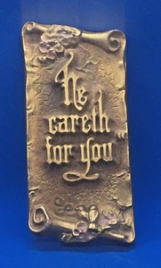 1957 He Careth For You - A.E. Mitchell Art Co Metall Plakette Christentum Jesus - Bild 1 von 8