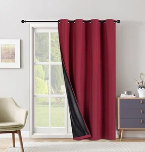 Set of Two (2) 100% Blackout Curtains Extra Wide 110 Inches - All Length - Wine - Picture 1 of 6