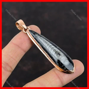 Mothers day Deal Copper Orthoceras Fossil Gemstone Ethnic Trendy Pendant Jewelry - Picture 1 of 6