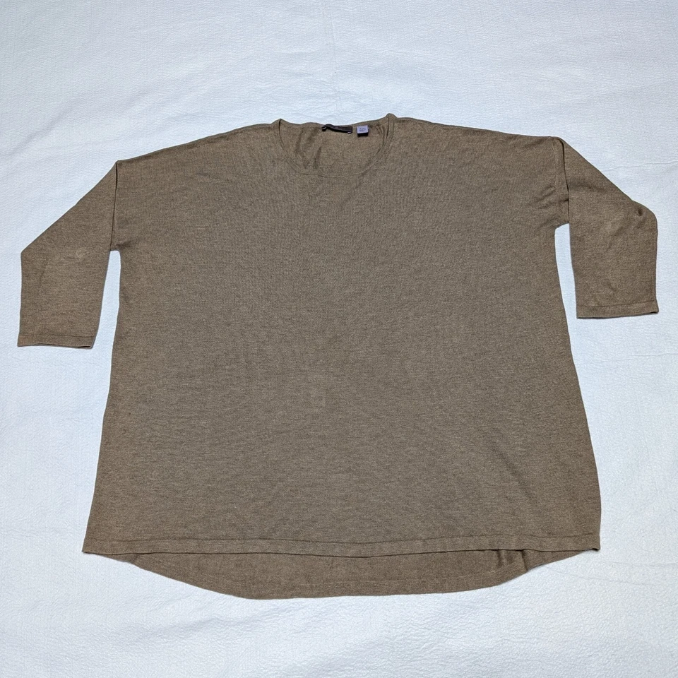 Cullen Silk Blend Pullover Sweater Womens Petite Small Scoop Short Sleeve Beige Foto 1 de 4