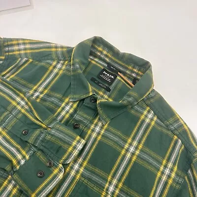 prAna Men's Green Yellow Madras Flannel Cotton Long Sleeve Botton Down Shirt L - Image 1 of 4