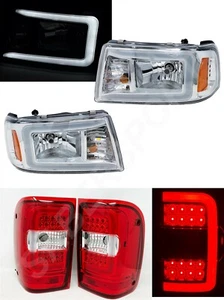 Combo cromo 1 pieza de faros + luces traseras con barra C LED para Ford Ranger 2001-2011 - Imagen 1 de 8