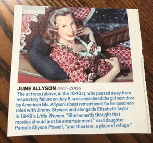2006 Remembrance JUNE ALLYSON - Zeitschriftenausschnitt - Bild 1 von 1
