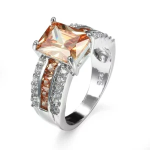 US 316L Women 8MM Stainless Steel CZ Ring Band Size 6-12 Engagement Wedding - Picture 1 of 7