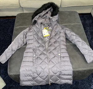 Kenneth Cole Damen Daunen Feder Jacke Hoodie Mantel Parka Gr. M gesteppt Neu mit Etikett - Bild 1 von 5