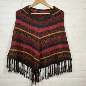 Novica Collection Alpaca Blend Aztec Poncho Fringe Inca Motifs Made In Peru - Picture 1 of 11