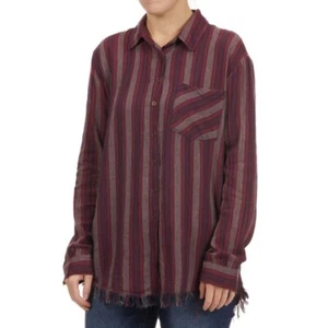 Damen Angie Top mit Knopfleiste Rot Größe Small Weinrot - Bild 1 von 6