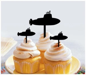 10 pcs, Submarine Cupcake toppers, Anniversary, Happy Birthday, Wedding, Party - Picture 1 of 8