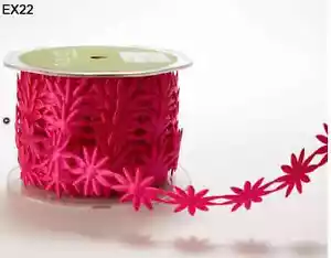 Satin Cutouts Ribbon - May Arts - EX22 - Fuchsia Daisys - 2 Yards - Picture 1 of 1