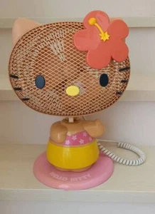 Sanrio Hello Kitty DPM-185KT Electric Fan Small hibiscus Kawaii Brown Aloha Rare - Picture 1 of 8