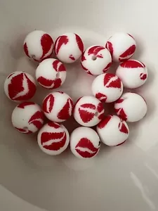 15mm Round 15 pc Lip Pattern Silicone Beads diy, keychain, pen - Picture 1 of 1