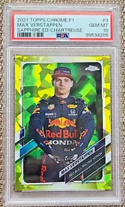 2021 TOPPS CHROME SAPPHIRE F1 #3 MAX VERSTAPPEN CHARTREUSE #16/199 PSA 10 GEM! - Picture 1 of 2