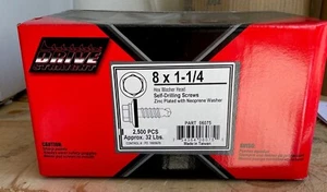 #8-18 X 1-1/4" HEX WASHER w/NEOPREME SEAL SELF DRILLER (TEC) ZINC 2500/CS. - Picture 1 of 3