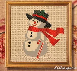 Weihnachten Winter Schneemann Stickpackung Stickbild Perlen selber sticken 407 - Bild 1 von 3