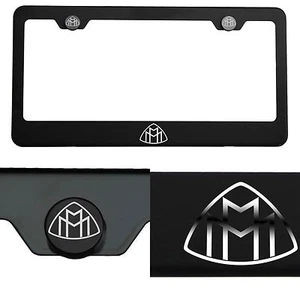 Laser Engraved Maybach Logo Mirror Matte Black License Frame Stainless Steel - Picture 1 of 11
