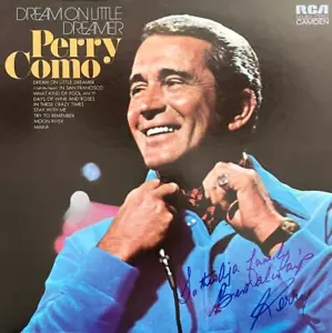 PERRY COMO HANDSIGNIERTES AUTOGRAMM LP ALBUM "TRAUM AUF KLEINEM TRÄUMER" - Bild 1 von 2