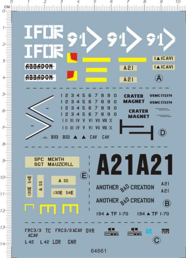 1/35 US Army M1A1 A21 Abrams 5in1 tank Markings Model Water Slide Decal - Image 1 of 1