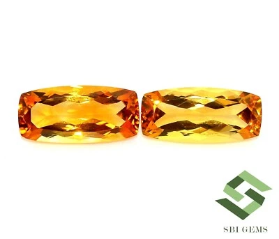 Natural Citrine Long Cushion Cut Pair 22x10 mm 24.80 CTS Faceted Loose Gemstones - Image 1 of 4
