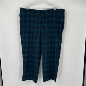 Vintage Orvis Tartan Plaid Pants Blue Green Straight Leg Flat Front Wool Mens 46 - Picture 1 of 6